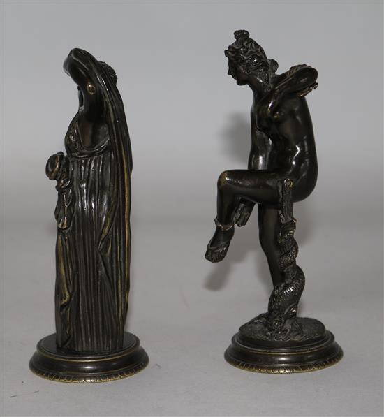 Two late 19th century Grand Tour bronzes, after the antique, 5.5in.